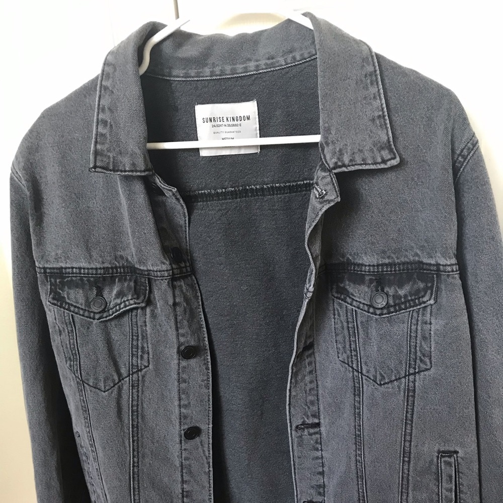 Washed Black Denim Jacket Mens M